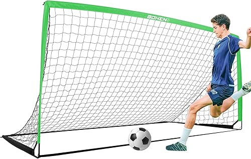 Miniatura 13 de BOHEN 11x5.5 FT/9x5 FT/6x4 FT Portable Metal Soccer Goal for Backyard with Carry Bag - Fun for Outdoor Indoor Training Games for Kids and Adult,