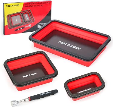3Pcs Collapsible Magnetic Parts Tray Set with 15Lb Magnetic Pickup Pen