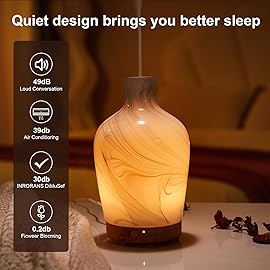 Classical Vase Art Glass Aromatherapy Diffuser 160ml ultrasonic Cool Mist Scent Aroma Essential Oil Diffu er Humidifier with Intermittent Mist & LED 7 Colorful Changing Night Light for Bedroom