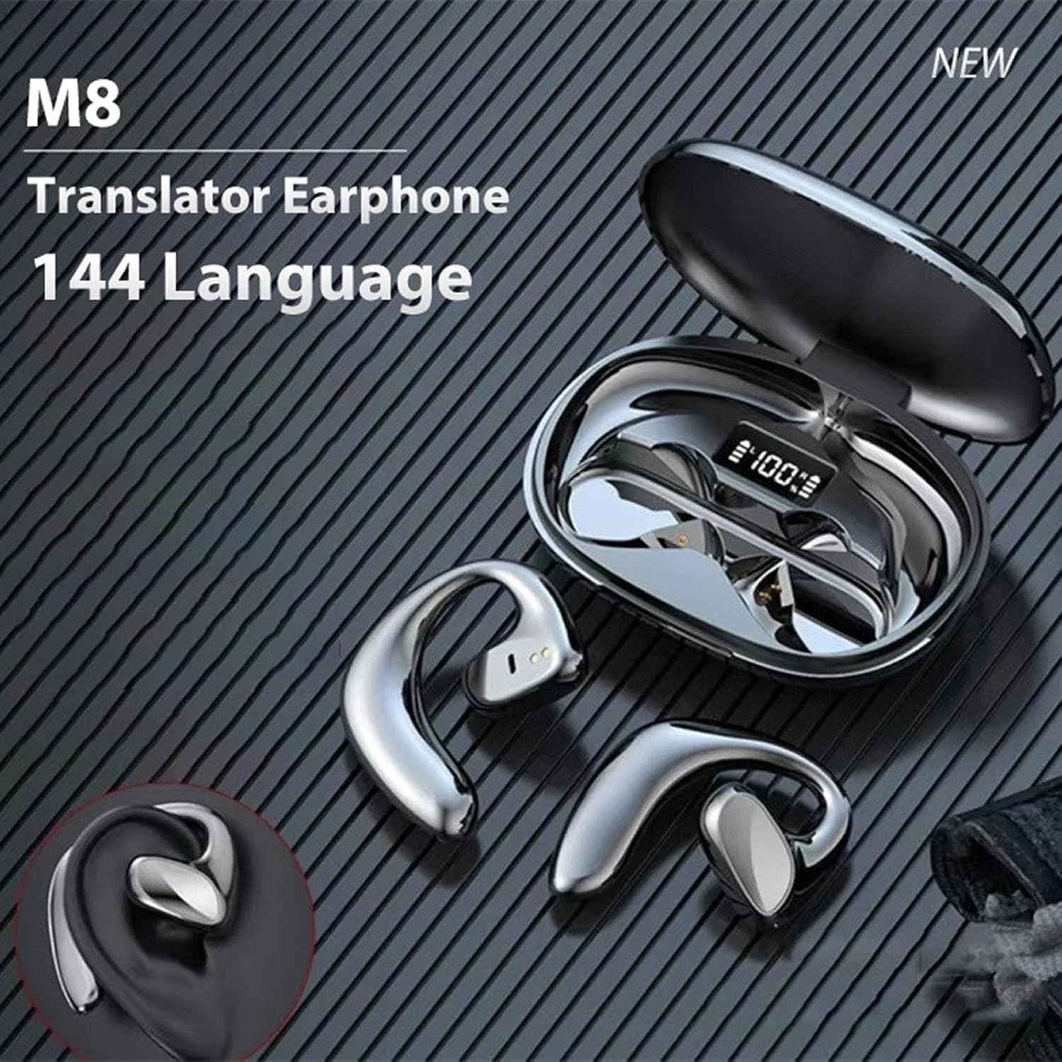GDSAFS Talkbuds Translator, Qinux Talkbuds, AI Translation Earbuds Real Time, Support 144 Languages & Accents 360° Hi-Fi Stereo Sound Two-Way Headphone for Travelers and Business (Mix*2)