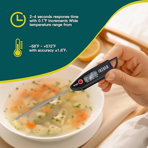 Miniatura 6 de Copkim 6 Termómetro digital de alimentos impermeable para agua, líquido, vela y cocina, termómetro digital de carne con sonda larga, termómetro de