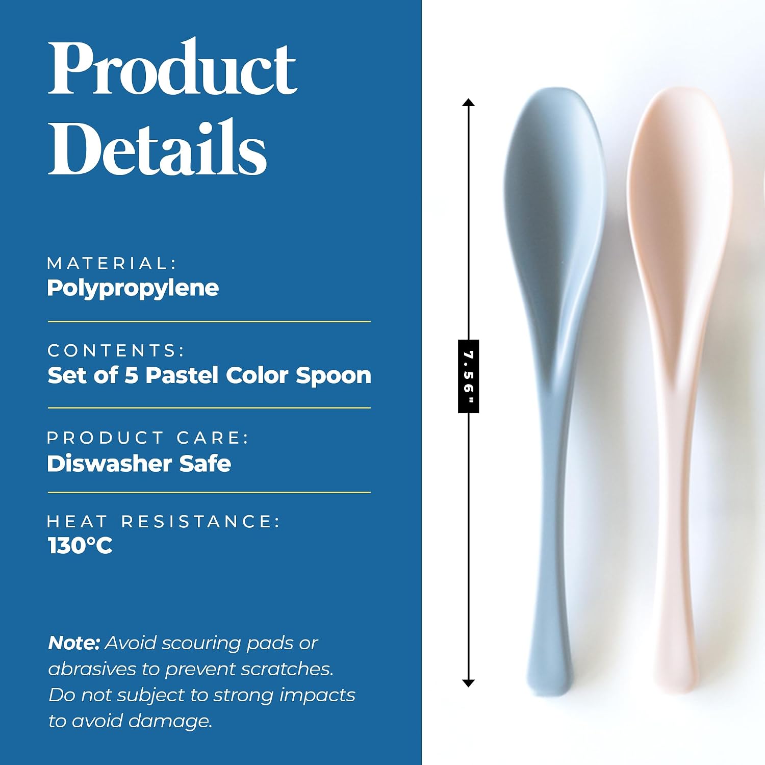 Himawaridou Colorful Lunch Spoons, 7.56 inch, Durable, Reusable and Non-Slip, Made in Japan, Set of 5