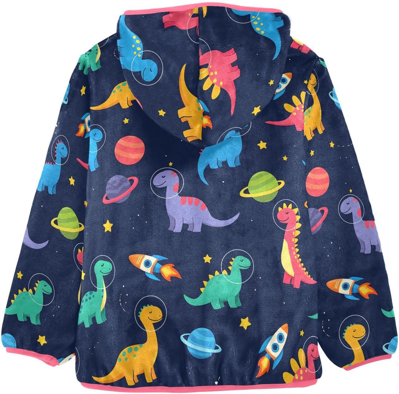 Girls Hoodie Outfit Planet Dinosaur Pattern Zipper Sweatshirt Coat Fleece Jacket for Kids 3-10T
