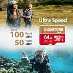 5-Years Data Recovery GIGASTONE 64GB Micro SD Card, Camera Pro MAX, Compatible with Gopro, Dash Cam, DJI, Drone, Security Camera, Speed Up to 100MB/s, microSDXC UHS-I A2 4K U3 C10, with Adapter