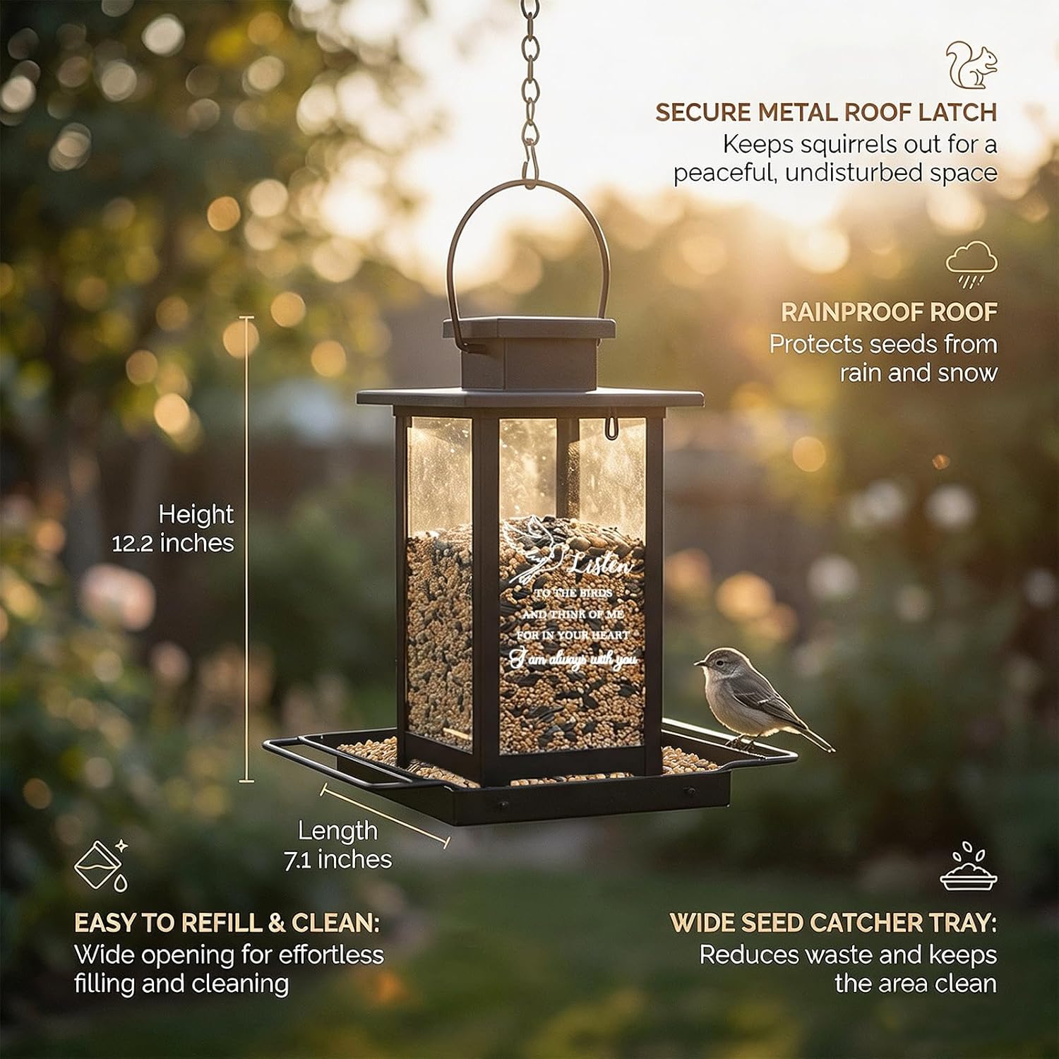 Memorial Bird Feeders for Outdoors, Sympathy Gifts for Loss of Loved One Dad Mom, Remembrance Condolences Bereavement Funeral Gift Idea, Grief Home Decor Sorry Loss Outside Garden