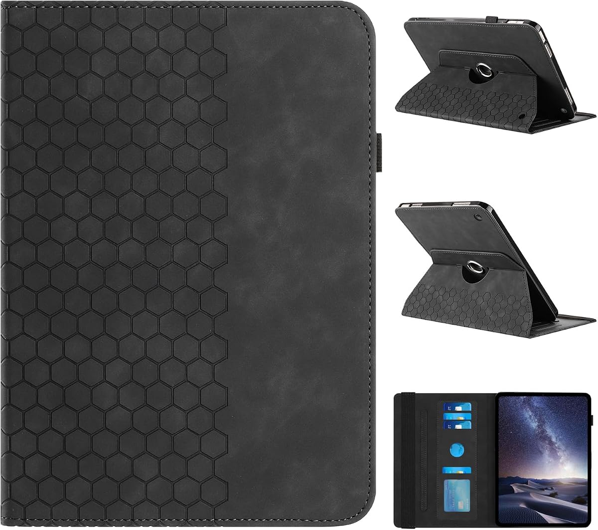 Rotating Case for Amazon Kindle Fire HD 10 Tablet & Fire 10 Plus Case,Black | (13th/11th Generation 2023/2021 Release) 360 Degree Swivel PU Leather Folio Stand Cover for 10.1" Fire HD 10 11th/13th Case