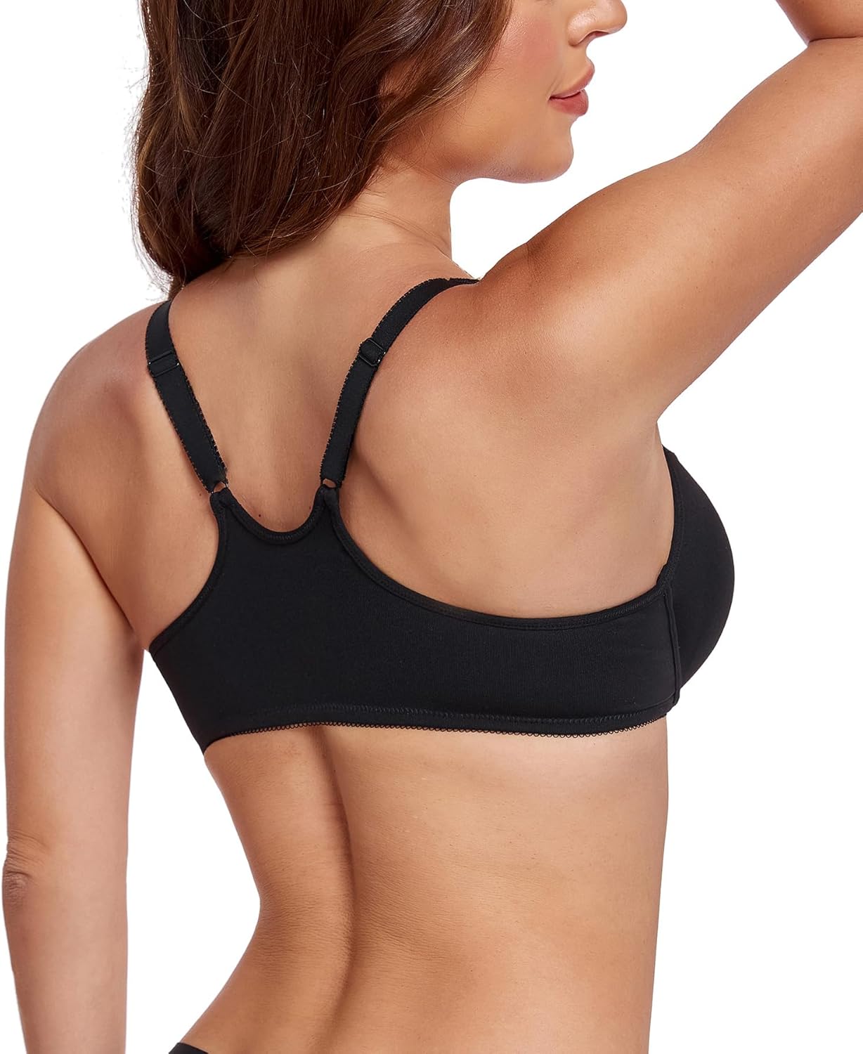 HACI Front Closure Bra T-Shirt Underwire Unlined No Padded Racerback Plus Size Plunge Seamless - Image 6