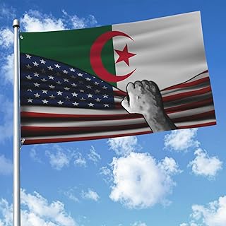 Usa America American And Algeria Algerian Flag 3x5 Ft Double-Sided Printed Indoor/Outdoor Flag Polyester Fabric Decorative Banner With 2 Brass Grommets 3x5 Foot National Flags For Outside