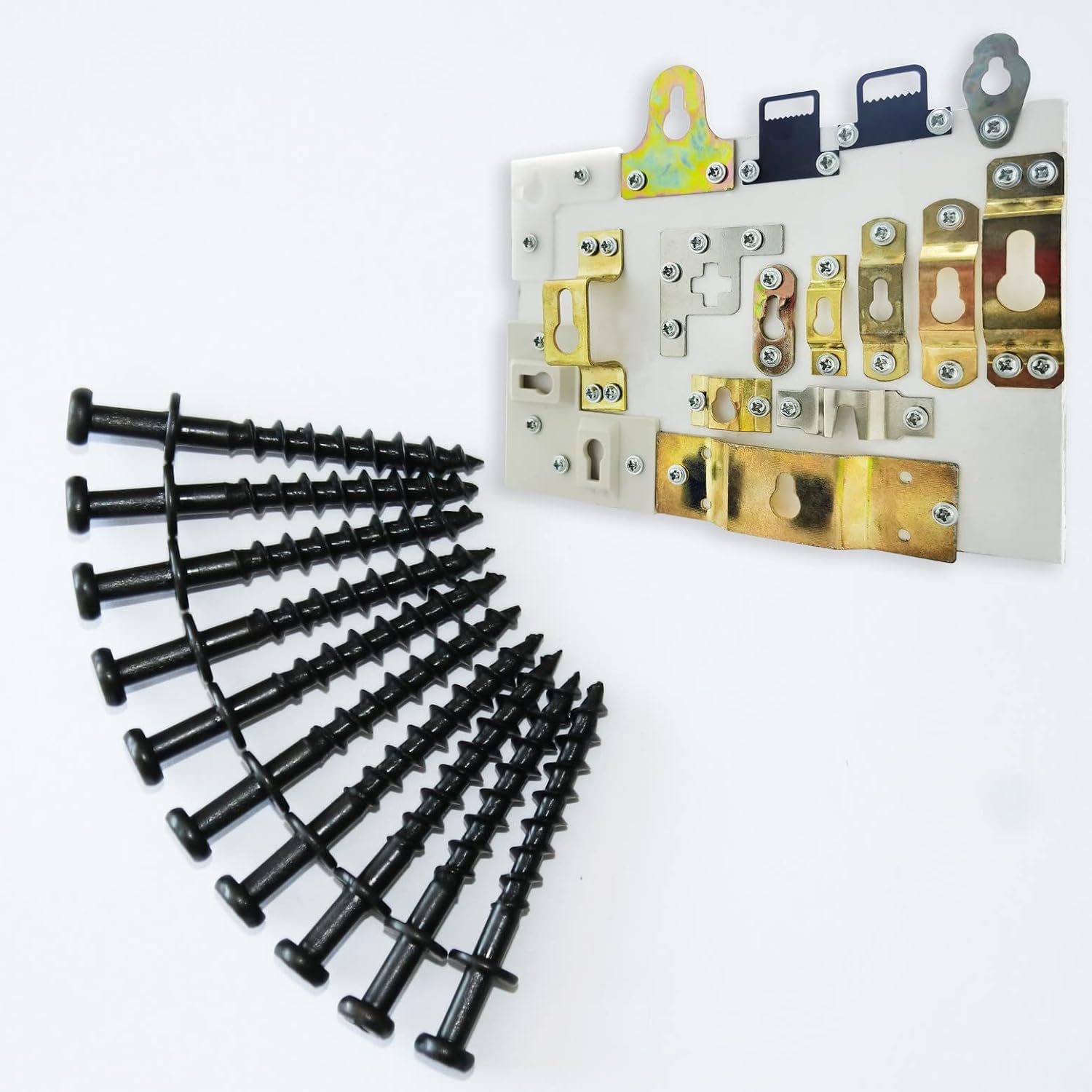 laffeya Picture Hanging Hardware, Bear Claw Screws,Picture Hanging Hooks Screws 4-in-1 for Keyholes, D-Rings, Sawtooth & Wire (40, Black Long)