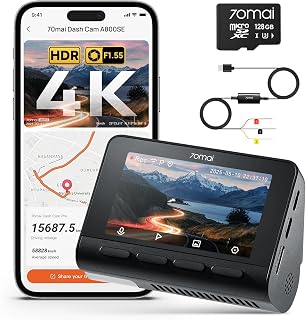 【70mai 4K Dash Cam A800S + 128GB Card + UP03】 Dash Cam Front and Rear with Sony IMX415, Built in GPS, Super Night Vision, 3'' IPS LCD, 24H Parking Mode, ADAS, Loop Recording