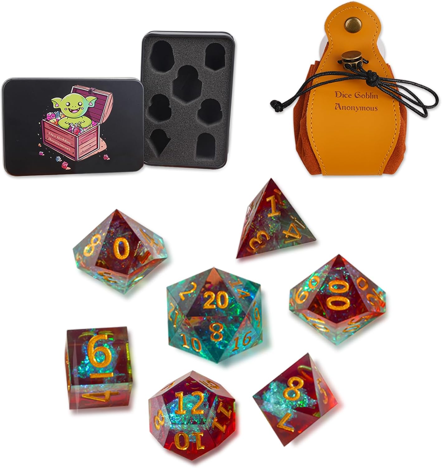 Dice Goblin Anonymous DND Dice Set 7pcs Sharp Edge Resin