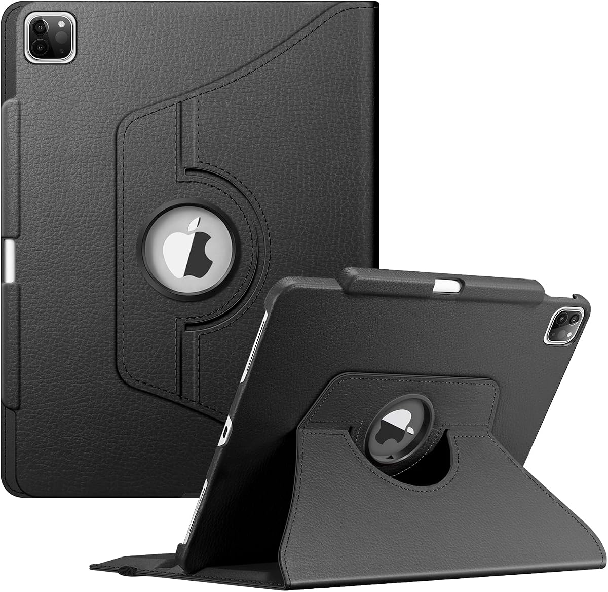 Fintie Rotating Case for iPad Pro 12.9-inch 6th/5th/4th/3rd Generation | 360° Swivel Stand, Landscape & Portrait Viewing, Shockproof Protective Cover, Pencil Holder, Auto Sleep/Wake, Black