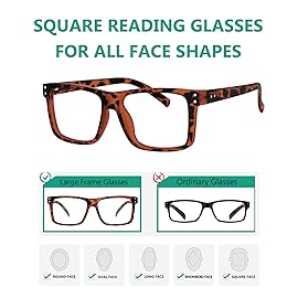 Eyekepper 5-pack Oversized Reading Glasses Square Large Frame Readers for Men and Women +5.00