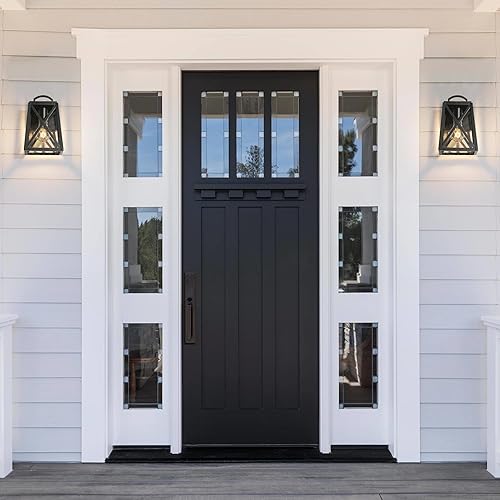 Miniatura 3 de Aplique de pared negro para exteriores, trapezoidal de granja, antioxidante, impermeable, luces de porche al aire libre, montaje en pared, lámpara