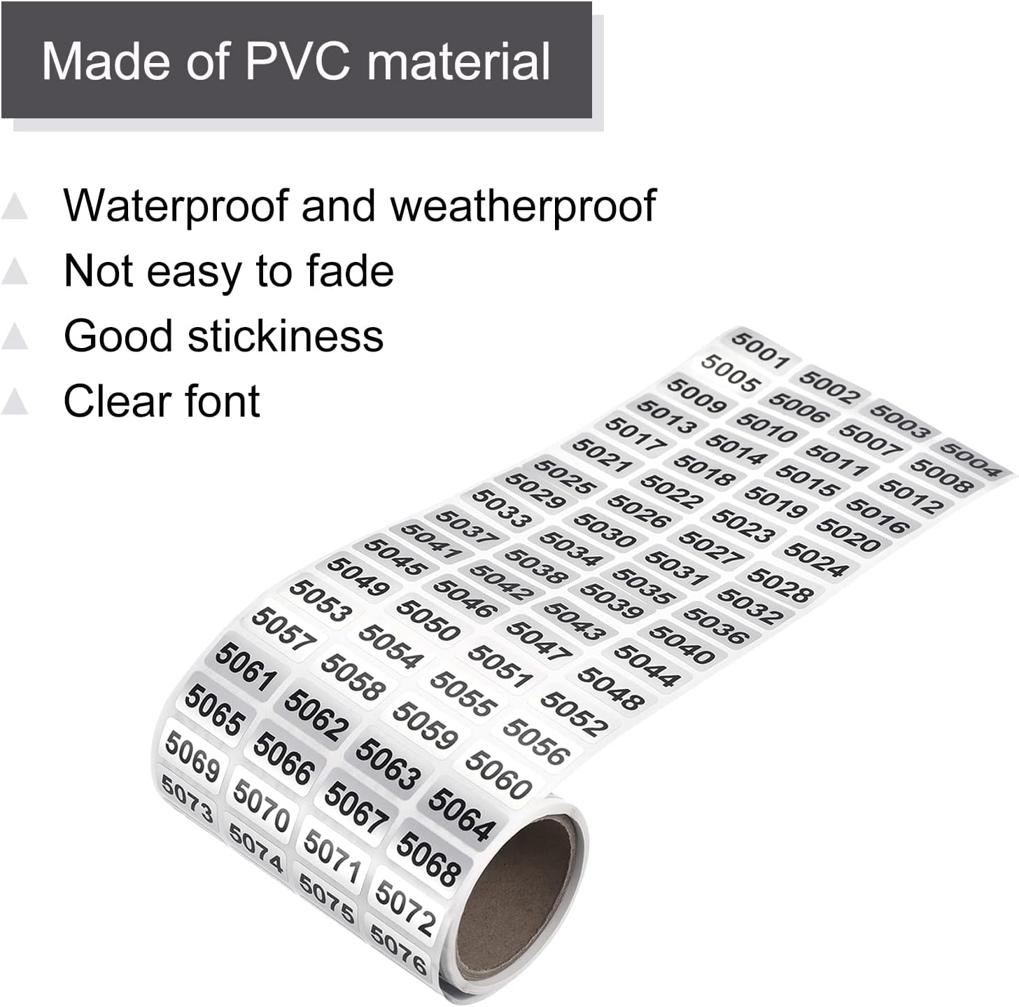 MECCANIXITY 5001 to 6000 Consecutive Number Stickers Inventory Label Black Numbers for Office Warehouse Numbering Classification