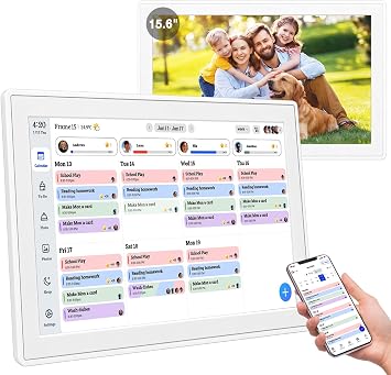 15.6 Digital Calendar Wall Touch Screen, Chore Chart, Photo Frame, Bases