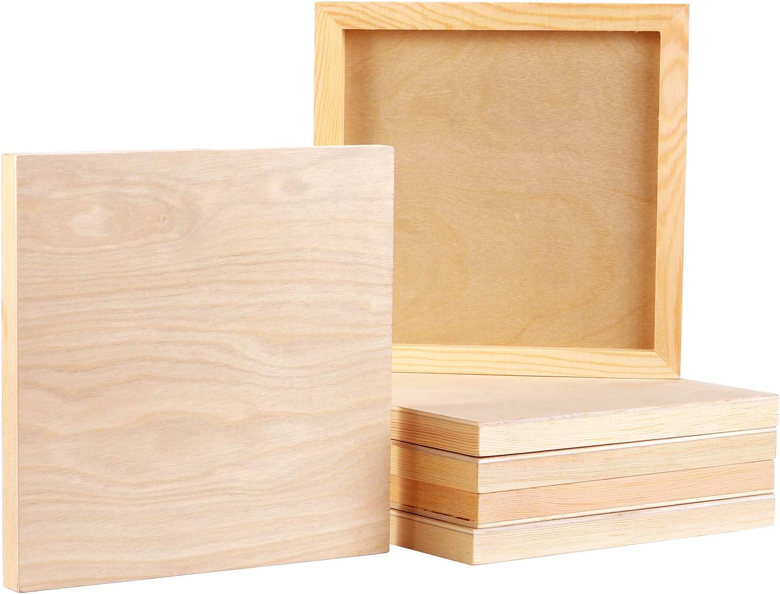 Yarlung 6 Pack 8 x 8 Inches/20x20cm Wooden Painting Panels, Unfinished Birch Wood Cradled Canvas Boards for Painting, Drawing, Watercolor, Encaustic Art, Crafts, Easel Display, Use with Oils, Acrylics