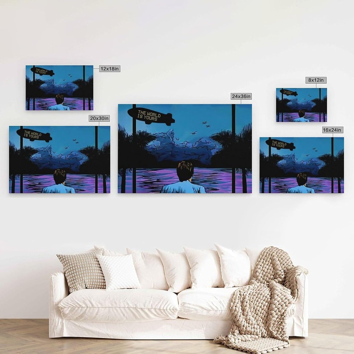 Scarface The World Is Yours Movie Wall Art, Tony Montana Prints, Pacino Canvas Poster, 12x18inch(30x45cm) Frameless