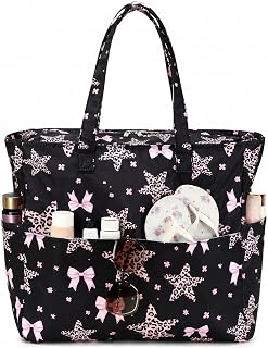LEDAOU Large Beach Bag for Women, Waterproof Sandproof Tote Bag with Zipper