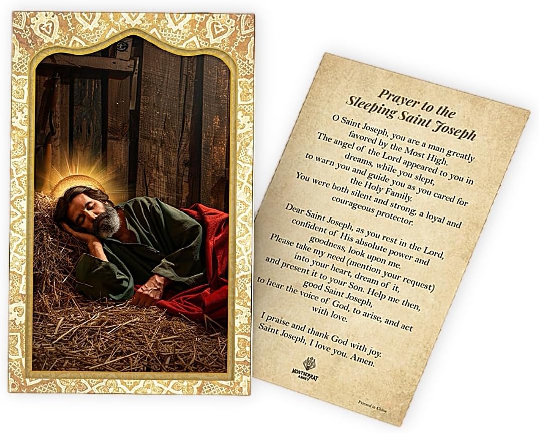 Pack of 10 Sleeping St Joseph Prayer Cards – Catholic Prayer Card Bulk – Saint Joseph the Protector – St Joseph Prayer Cards – Holy Card with Prayer – 4"x2.5", Cardstock - Image 2