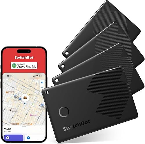 SwitchBot Wallet Finder Card (4 Pack), Bluetooth Tracker, Item Locator