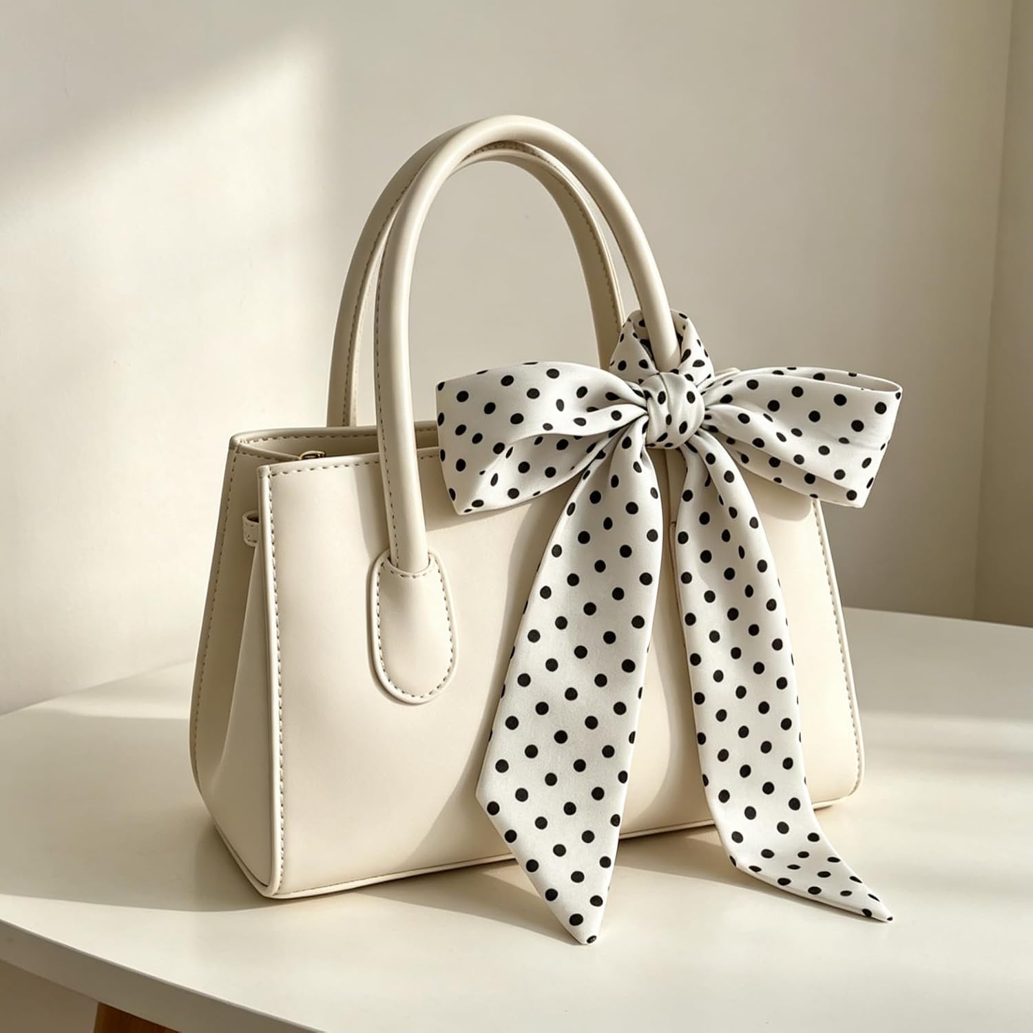 2Pack Long Polka Dot Scarf Bags for Women 50s Polka Dot Skinny Scarves for Neck Head Hair Scarves Handbag