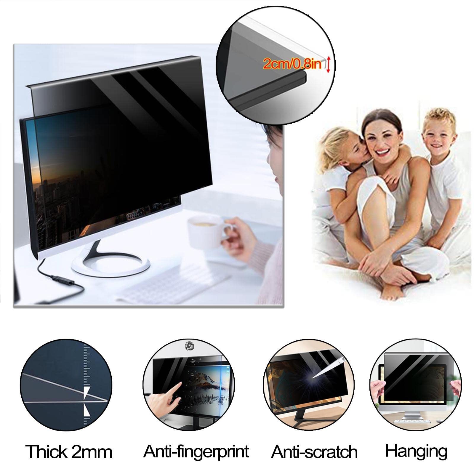 LIGUOYI Colgando Filtro De Privacidad, Protector De Pantalla para Monitor Ancha De Ordenador, Filtro De Pantalla con Antimicrobiano, Antirreflectante UV Y Antis Luz Azul, Antis-arañazos