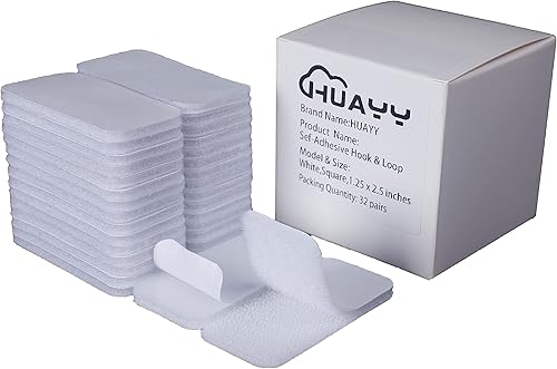 Miniatura 9 de (Blanco, 48 pares de hojas rectangulares de 1 x 2 pulgadas), autoadhesivas, de fuerza industrial, cinta de gancho y bucle resistente, organización o