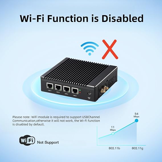 Fanless Micro Firewall Appliance Mini PC Intel J3710 Quad Core, 4 x Intel i226 Ethernet LAN Network Gateway Soft Router Controller, AES NI Test with pf-Sense/opn-Sense (8G 128GB)