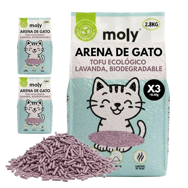 MOLY x3 Arena de Gatos Tofu y Lavanda 8,4 KG 11,1 L