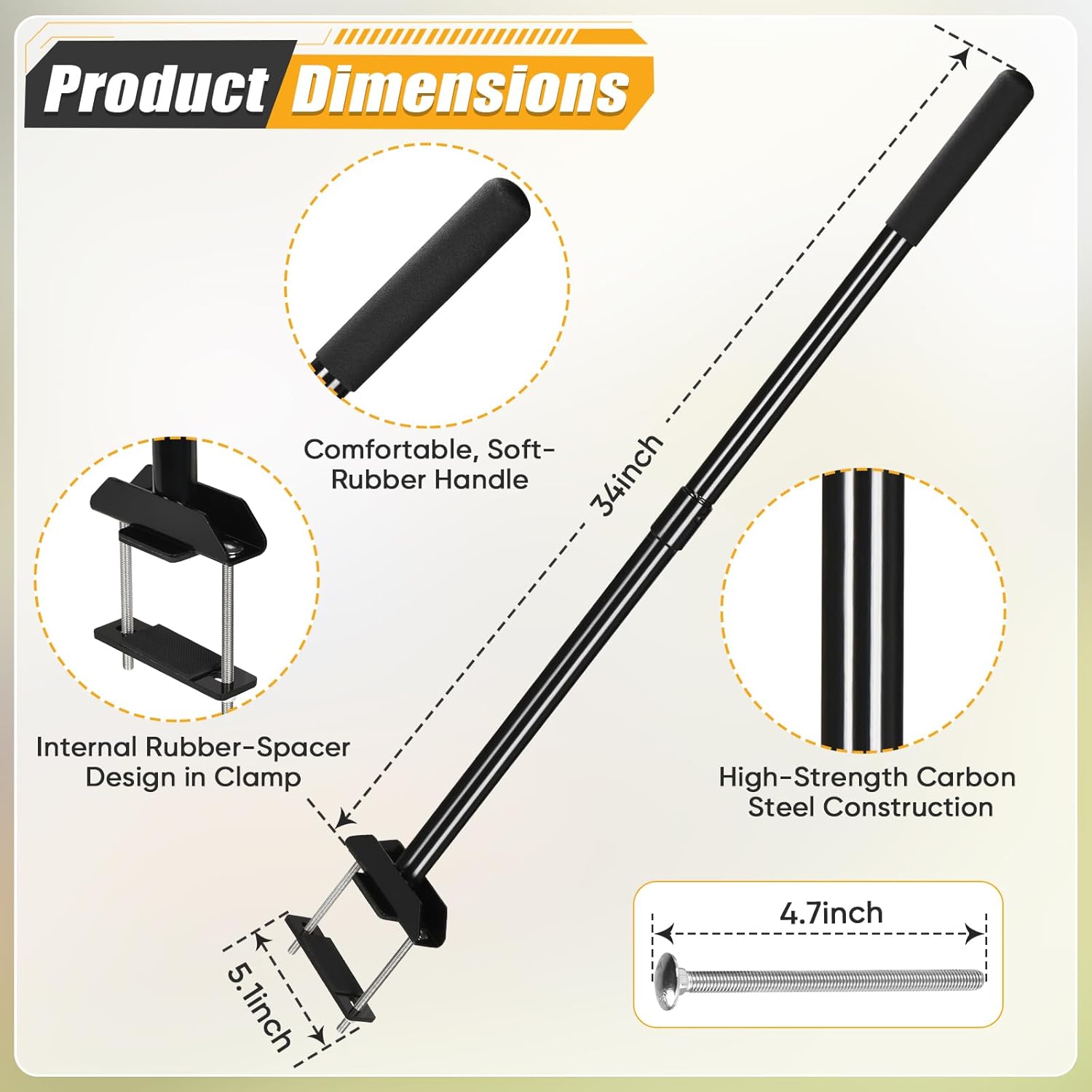 Mower Mount Assist Handle, Adjustable Grab Bar Zero Turn Mower Accessories, Get On/Off Aid Tool with Support Grip and Longer Bolt Kit, Lawn Mower Parts Mounting Handle Fits Most Zero Turn Models