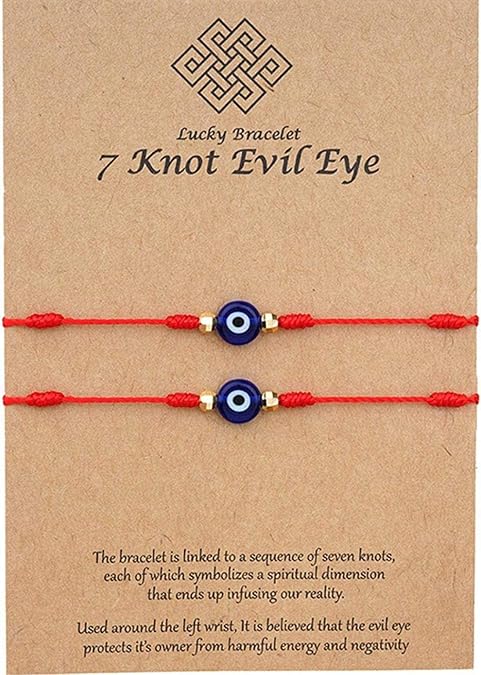Amazon.com: Nazr Evil Eye 7 Knot Bracelet with Hand Painted Evil Eye on ...