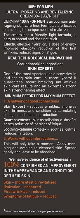 Dermika 100% for Men Ultra-Hydrating and Revitalizing Cream 30+ 48.2 g
