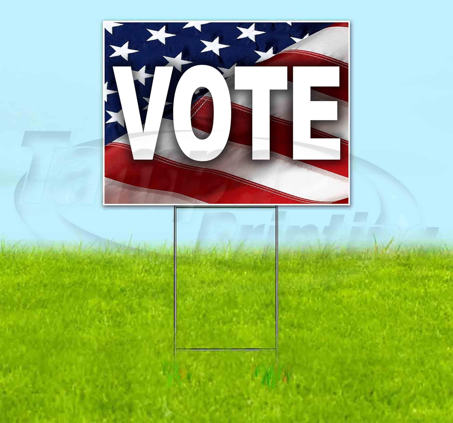 Vote (18" x 24") Yard Sign, Quantity Discounts, Multi-Packs, Includes Metal Step Stake, Bandit, New, Advertising, USA