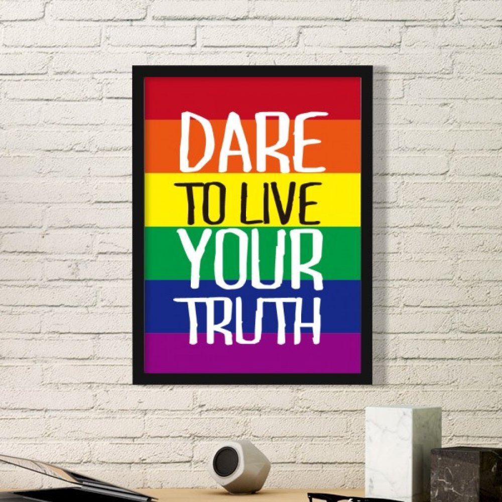 Peintures estampes LGBT drapeau arc-en-ciel cadre photo noir déco sticker mural