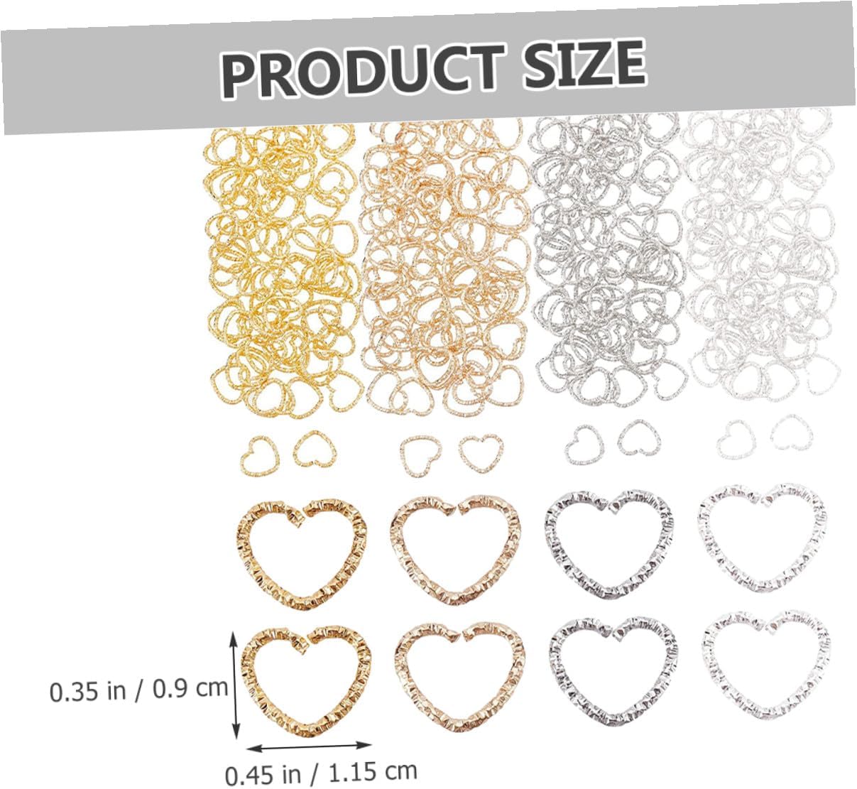 320pcs Heart-Shaped Open Jump Rings for Jewelry Making Metal Linking Charms for Necklaces Bracelets Earrings Keychains DIY Craft Accessories