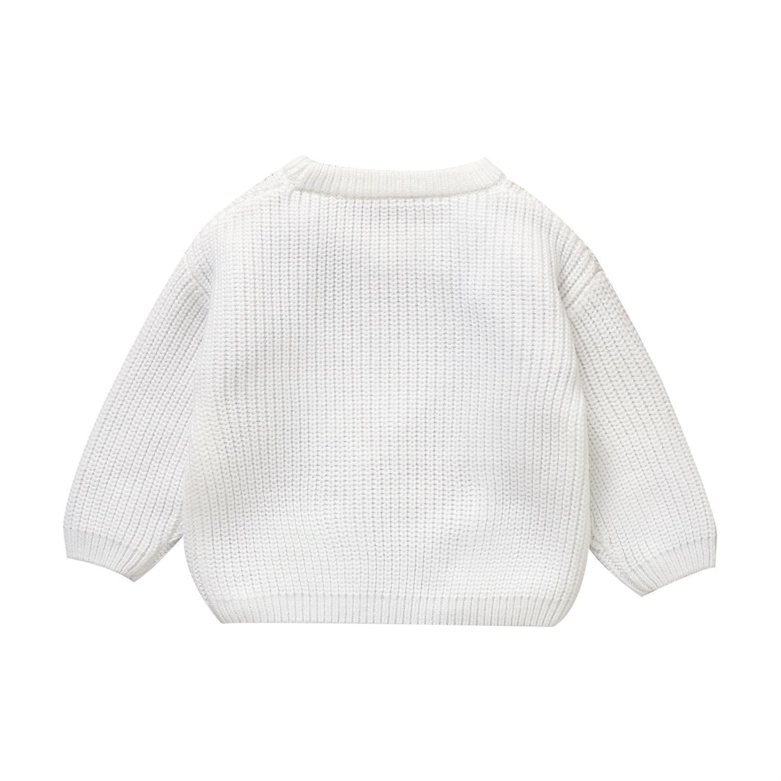 Jersey de punto para niños con diseño de conejo, suéter suave con apliques de flores de punto, abrigo informal de punto para primavera y otoño