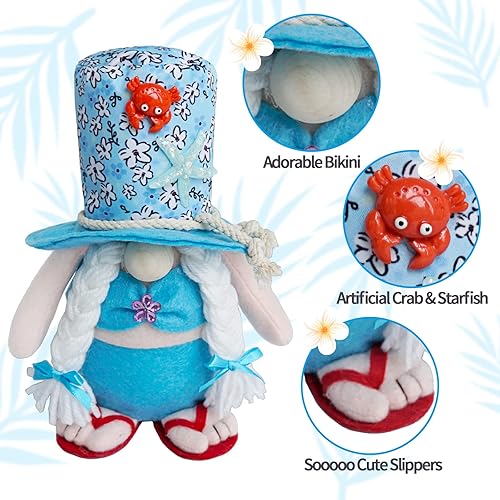 Miniatura 3 de Decoraciones de gnomos de verano para el hogar, gnomos de playa, decoración de bandeja escalonada de gnomos de verano de granja, mantel de verano,