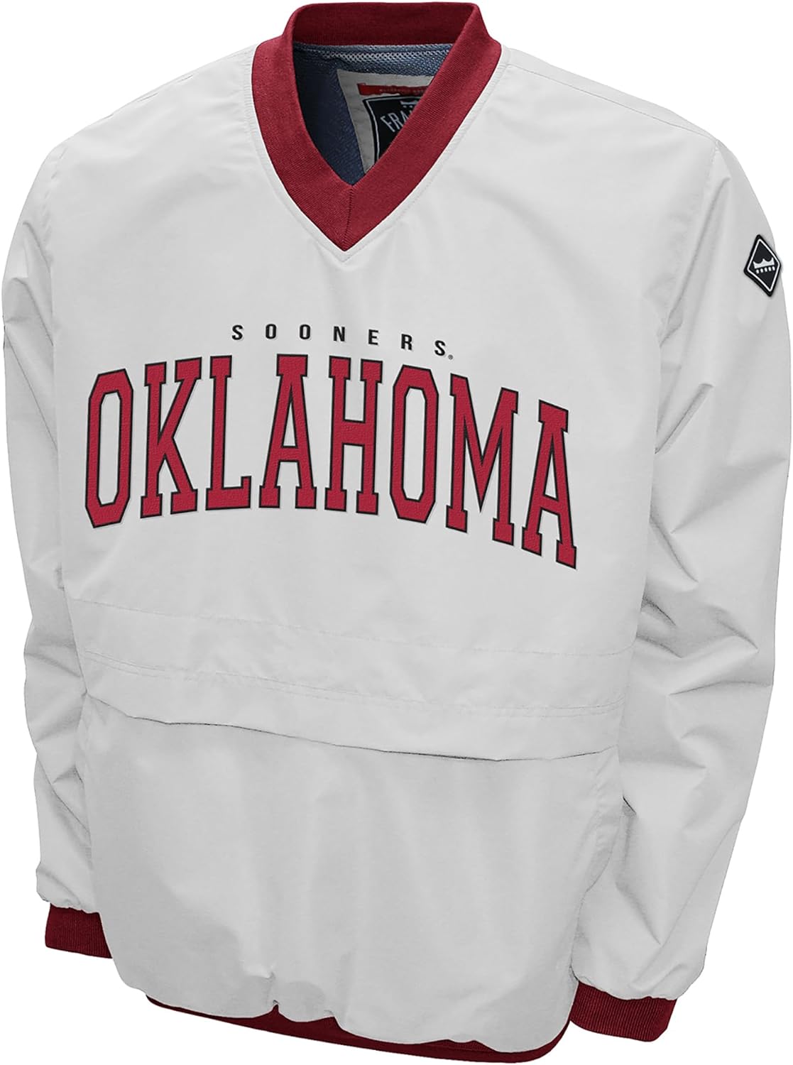 2Bhip NCAA Oklahoma Sooners Adult White Lightweight V-Neck Windbreaker Wind Shirt Pullover Jacket For Men
