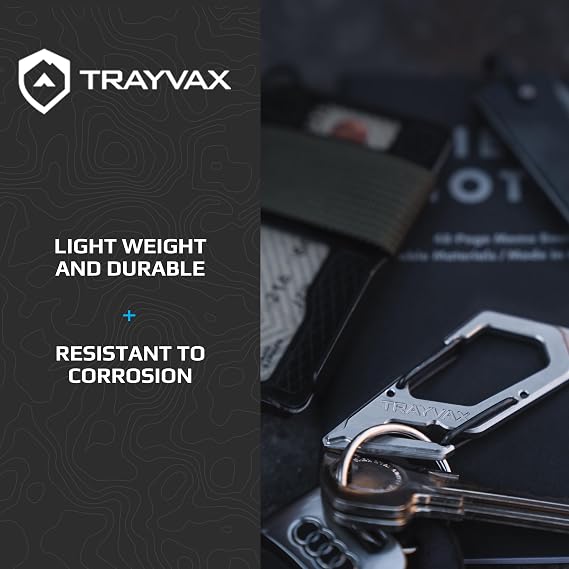 Trayvax Talon Carabiner Clip Multi-Tool, 420 Stainless Steel Quick Release Keychain Multitool with Bottle Opener and Screwdrivers, Silver