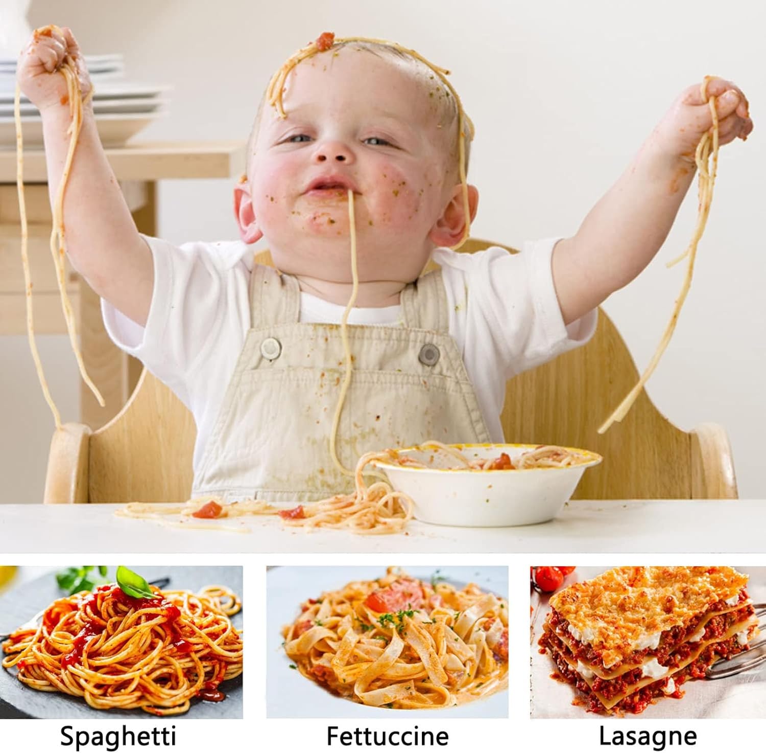 Estink Stainless Steel Pasta Maker Manual Noodle Machine with 7 Thickness Settings 0.5-2.5mm and Dual Cutter Head Attachment, for Homemade Spaghetti Fettuccini Lasagna