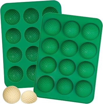 Webake Golf Ball Chocolate Mold 12-Cavity, Platinum Silicone Golf Ball Mold for Cake Pop, Cupcake Decorations, Chocolate Covered Strawberry, Pack of 2