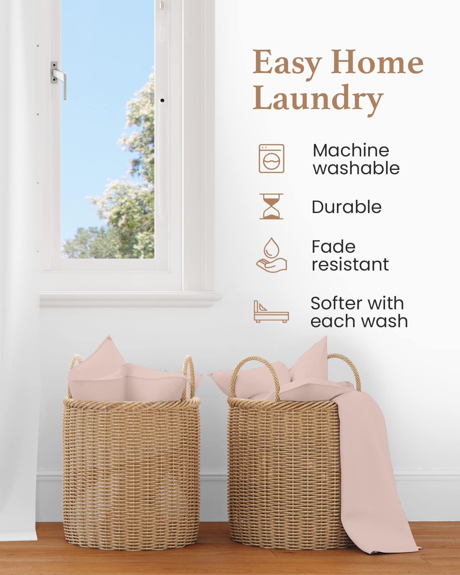 Lot de 4 taies d'oreiller 1000% Coton égyptien 1000% Coton égyptien à Longues Fibres et Tissage satiné, Doux et Soyeux pour Un Sommeil Confortable, Ajustement Parfait