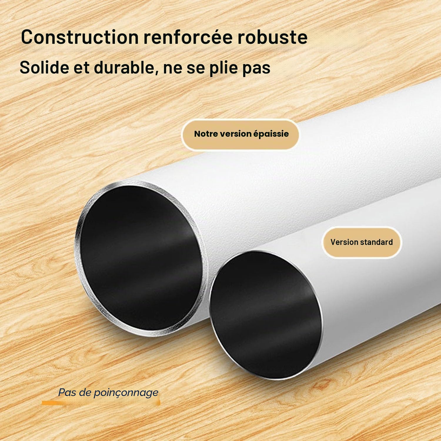 Tringle Extensible de 40 à 500 cm Tringle De Douche Robustes Sans Perçage à rideau Télescopique séparateur de pièce pour Fenêtre de Maison, Chambre, Salle de bain, Balcon(White,4.1m-5.0m)