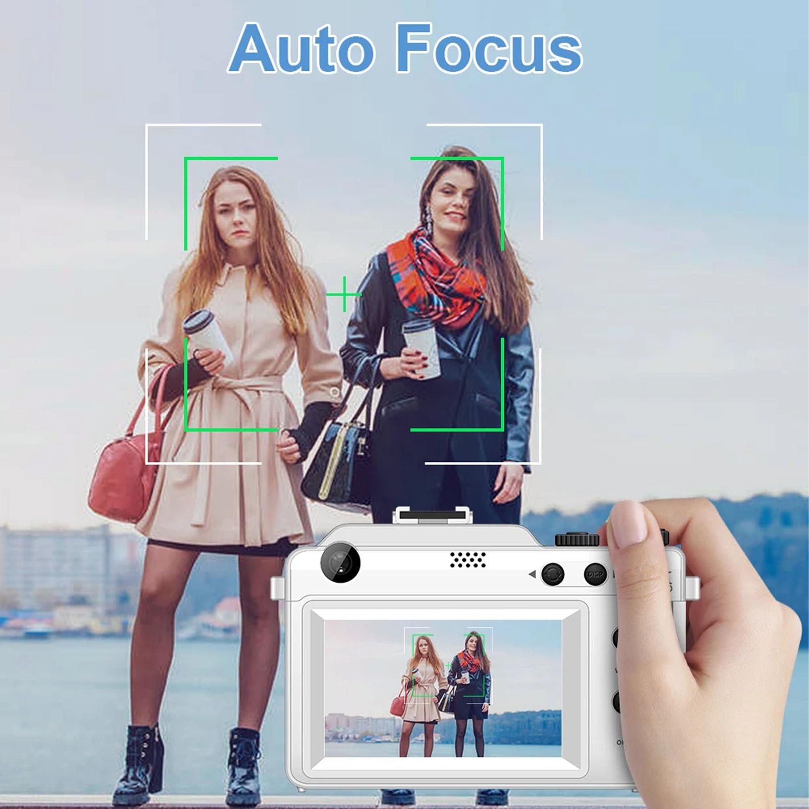 Aparat Cyfrowy 64 MP 4K, Bezprzewodowy, 3,0-calowy, Podwójny Obiektyw i Aparaty Fotograficzne do Fotografowania z funkcją Automatycznego Ustawiania Ostrości i funkcją zapobiegającą