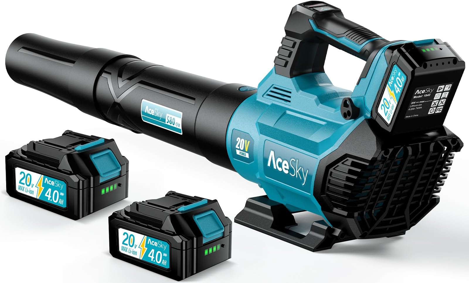 Leaf Blower Cordless - 2025 Update 150000RPM & 3 Speed Levels Electric Leaf Blower with 2 x 4.0Ah Battery and Charger, Extension Tube Blower for Lawn Care, Yard, Garage, Blowing Leaves, Dust or Snow