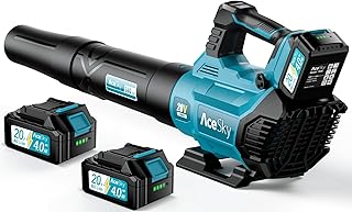 Soprador de folhas sem fio – Atualização 2025 150.000RPM e 3 níveis de velocidade soprador elétrico de folhas com 2 pilhas e carregador de 4,0Ah, soprador de tubo de extensão para cuidados com o