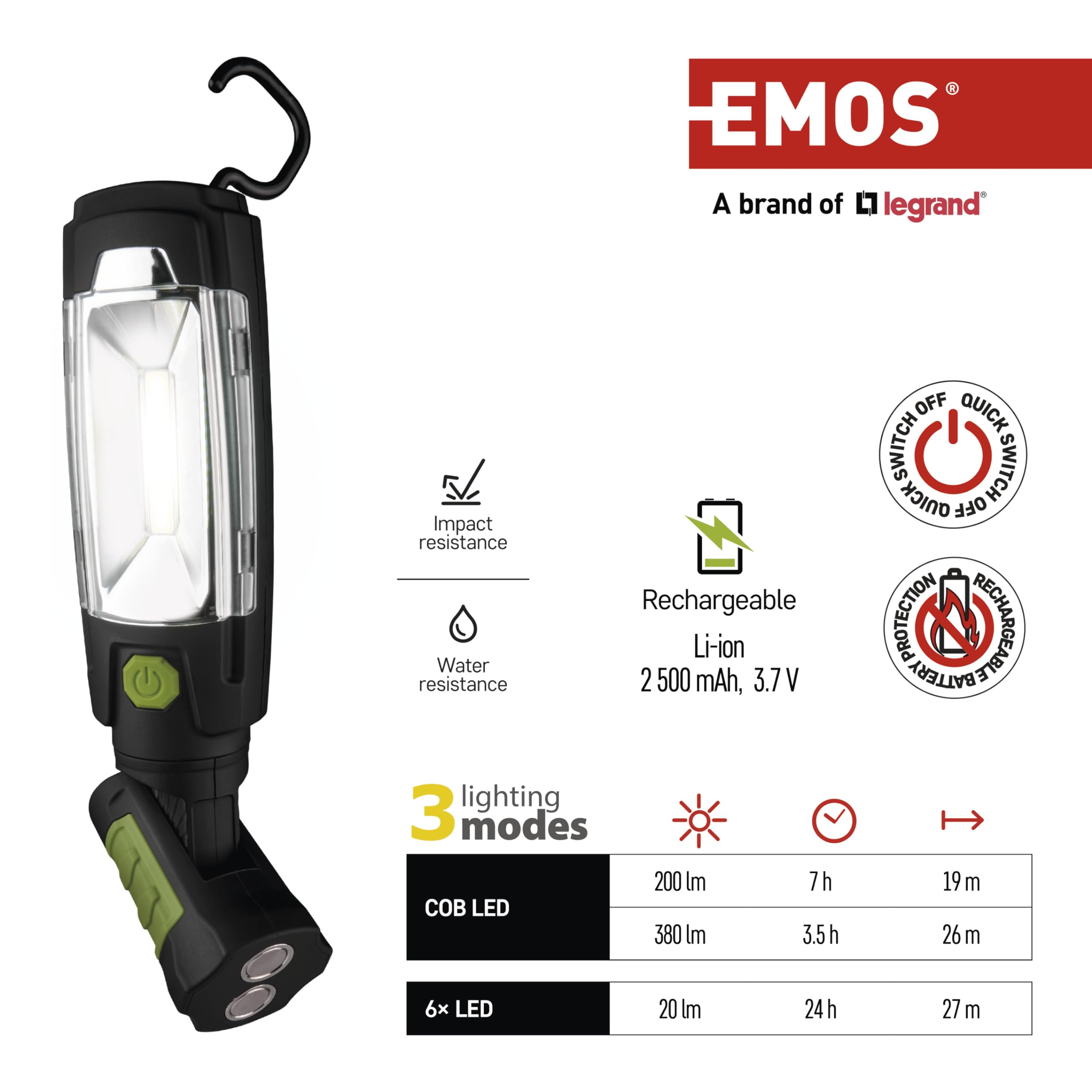 EMOS COB P4518 LED Work Light / Workshop Lamp With Magnet And Hook, 40 - View #4