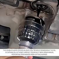 Vista 7 de Herramienta de extracción de filtro de aceite, [versión mejorada] Embudos de aceite sin tocar las manos para uso automotriz, herramienta de filtro