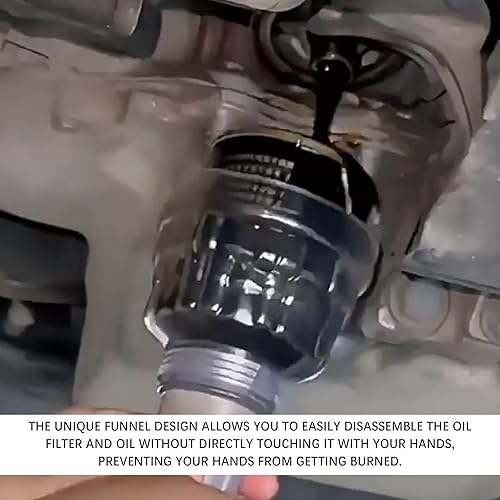 Miniatura 7 de Herramienta de extracción de filtro de aceite, versión mejorada Embudos de aceite sin tocar las manos para uso automotriz, herramienta de filtro de